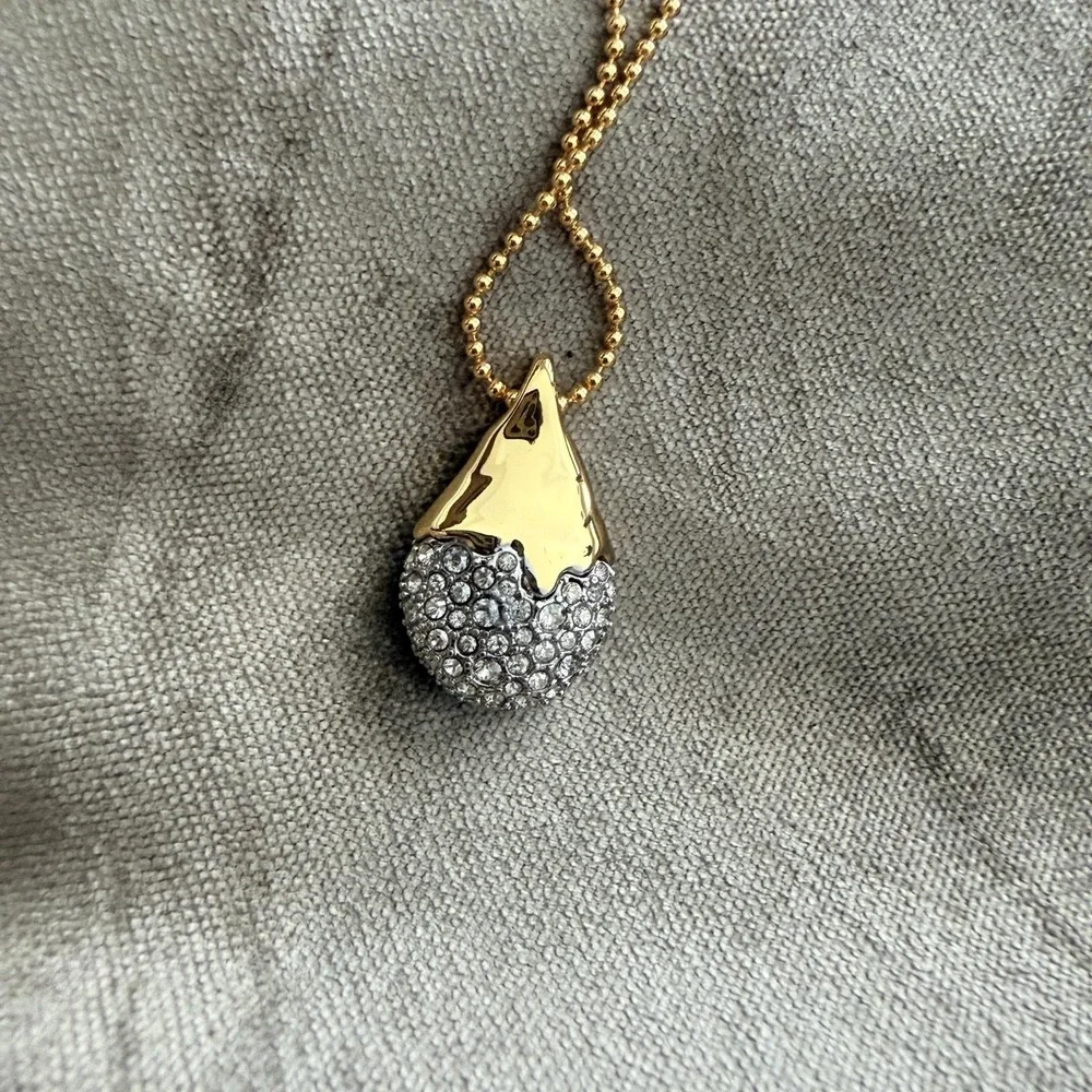 Alexis‎ Bittar Solanales Necklace Teardrop Pendant Pave Crystal Gold Tone 18